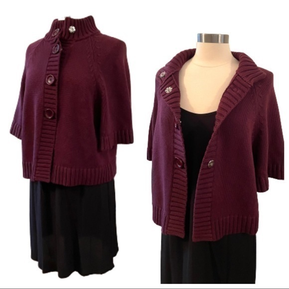MICHAEL Michael Kors Snap & Big Button Front Chunky Cable Knit Cardigan Medium - Picture 1 of 15
